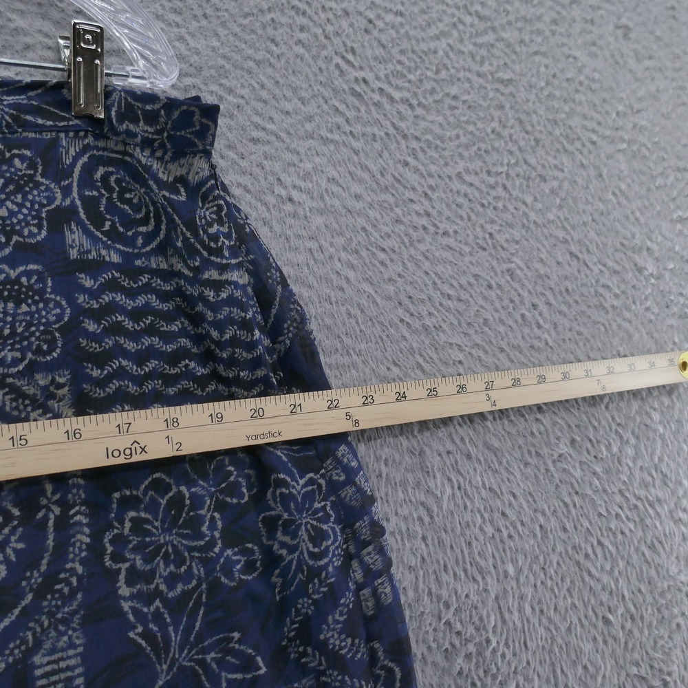Coldwater Creek Womens Chiffon Ruffle Skirt XL Petite Blue Floral Paisley Fairy - Picture 9 of 12